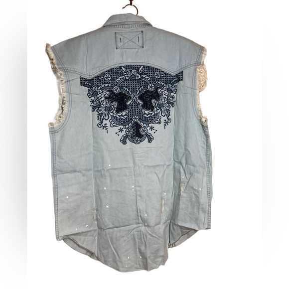 New Free People x We the free Western Wear Cutoff Top sz Small (fits Medium) - Picture 6 of 17
